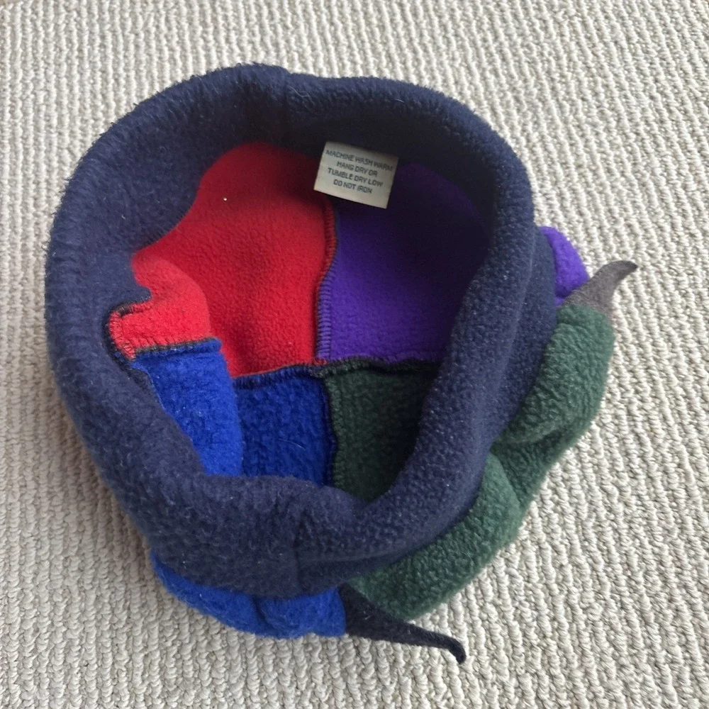 Vtg Garbage Collection Fleece Hat youth dinosaur USA 90s Polyester